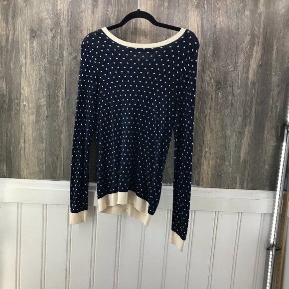 Tommy Hilfiger navy and cream button back pima cotton sweater size M - Picture 1 of 3